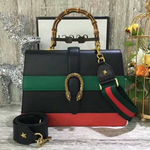 Gucci Now Bambusz Vásárlótáska 421999A Fekete&Zöld&Piros