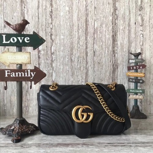Gucci Now GG Marmont Matelasse Válltáska 443496 Fekete