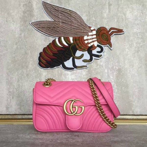 Gucci Now GG Marmont Mini Válltáska 446744 Rózsaszín