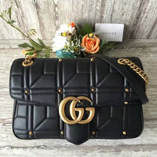 Gucci Now Marmont Mmatelasse Válltáska 443496 Fekete