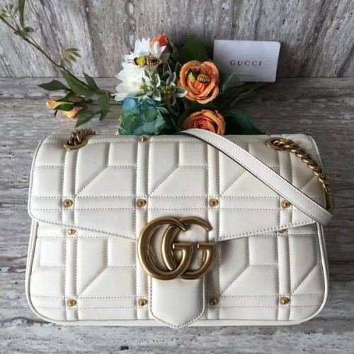 Gucci Now Marmont Mmatelasse Válltáska 443496 Fehér
