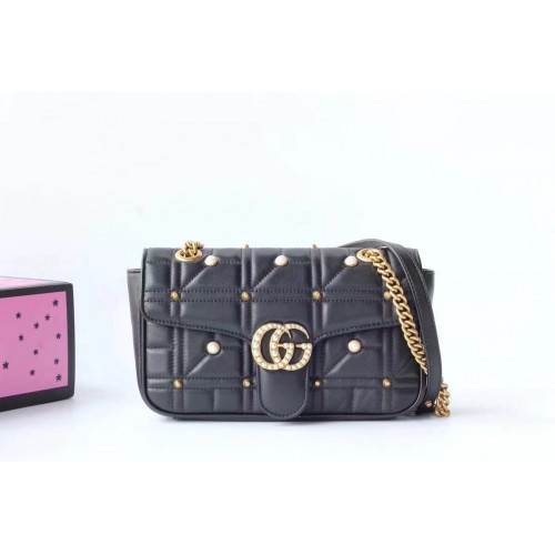 Gucci Now Marmont Mmatelasse Válltáska 443497 Fekete