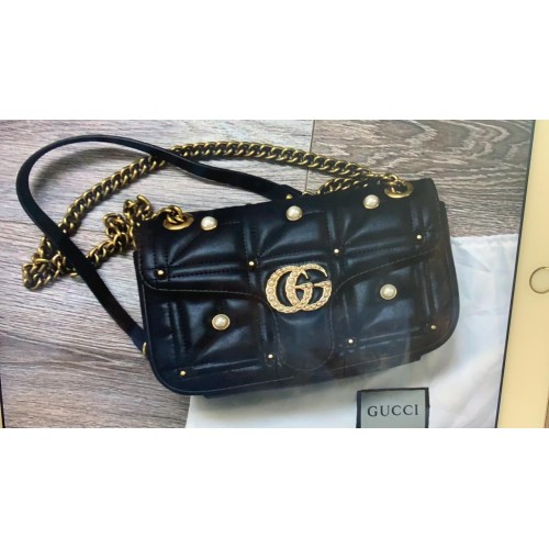 Gucci Now Marmont Mmatelasse Válltáska 443497 Fekete