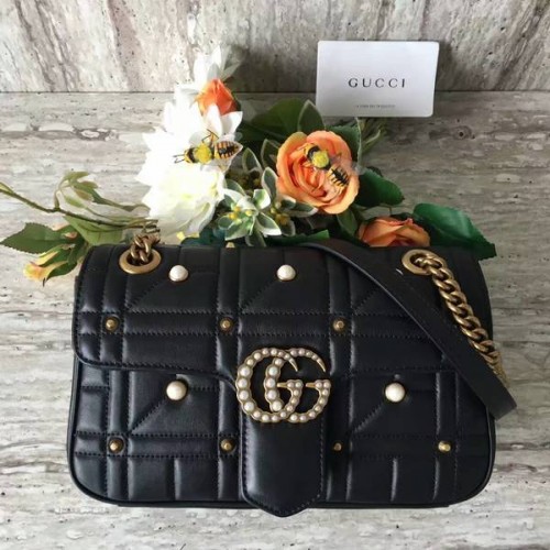 Gucci Now Marmont Mmatelasse Válltáska 443497 Fekete