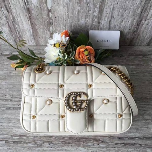Gucci Now Marmont Mmatelasse Válltáska 443497 Fehér