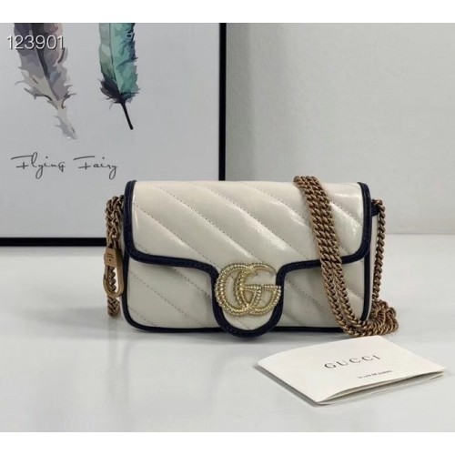 Gucci Online Exkluzív GG Marmont mini táska 574969 Fehér és kék