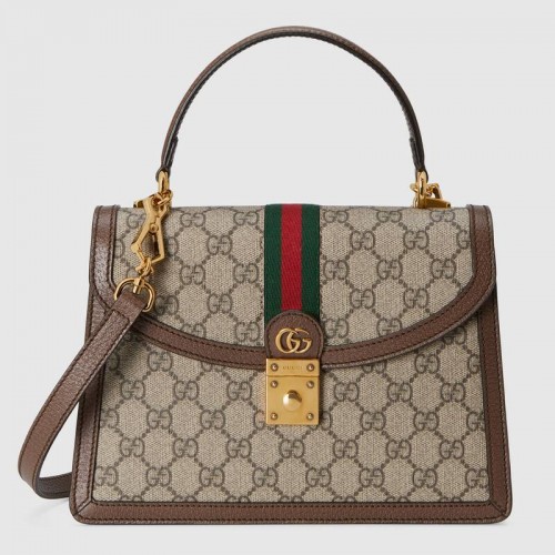 Gucci Ophidia kis felső fogantyús táska hálós szegéllyel 651055 barna