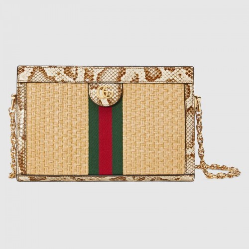Gucci Ophidia szalmaszálas kis válltáska 503877 krémszínű