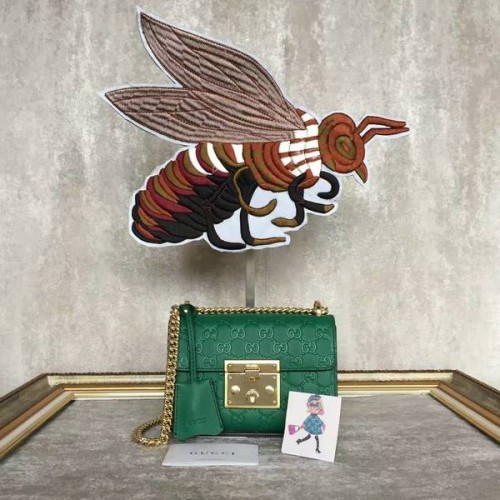 Gucci Lakatos Gucci Signature Mini Válltáska 409487A Zöld