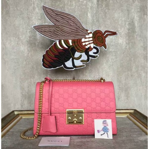 Gucci Lakatos Sorozat Gucci Signature Válltáska 409486 Rózsaszín