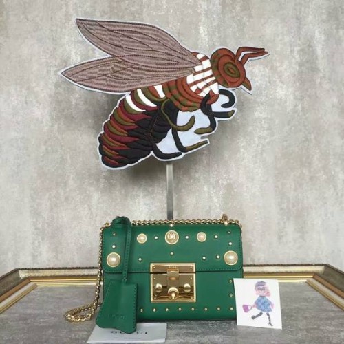 Gucci Lakattal Kiegészített Bőr Válltáska 432182A Zöld