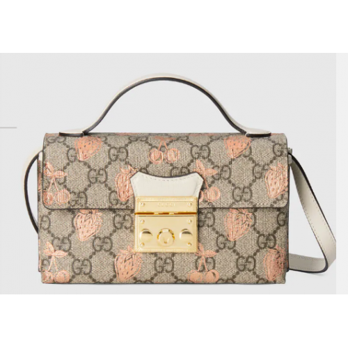 Gucci Lakatos bogyós mintás mini táska 652683 Fehér