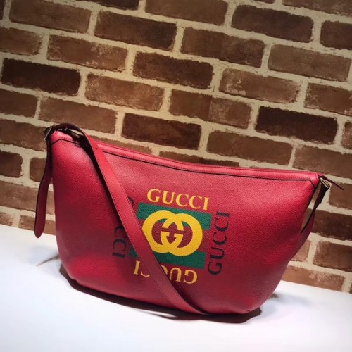 Gucci nyomtatott félhold alakú hobo táska 523588 piros