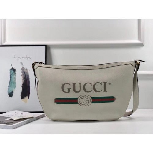 Gucci nyomtatott félhold alakú hobo táska 523588 fehér
