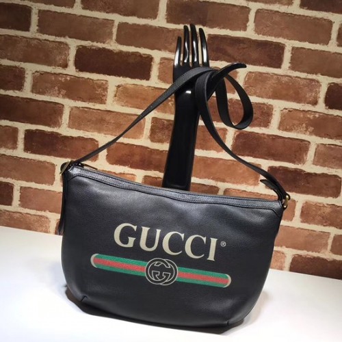 Gucci nyomtatott félhold alakú hobo táska 523589 fekete