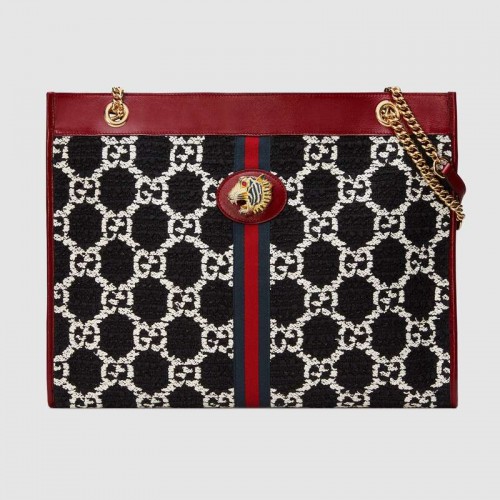 Gucci Rajah GG tweed nagy bevásárlótáska 537219 fekete