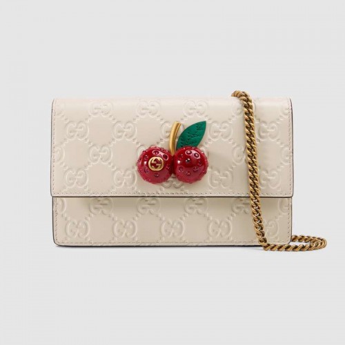 Gucci Signature mini táska cseresznyével 481291 Fehér
