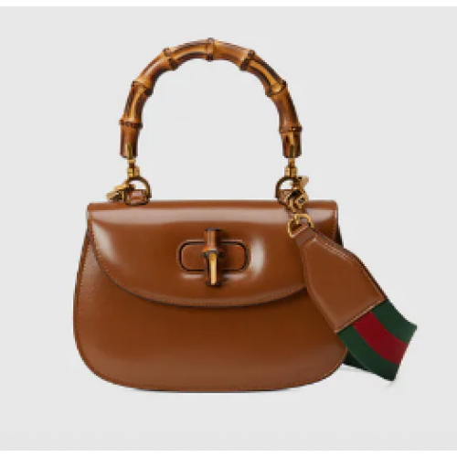 Gucci Kis felső fogantyús táska bambusz díszítéssel 675797 barna
