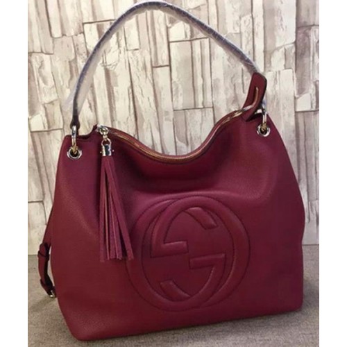 Gucci Soho Bőr Hobo Táska Borjúbőr 408825 Burgundia