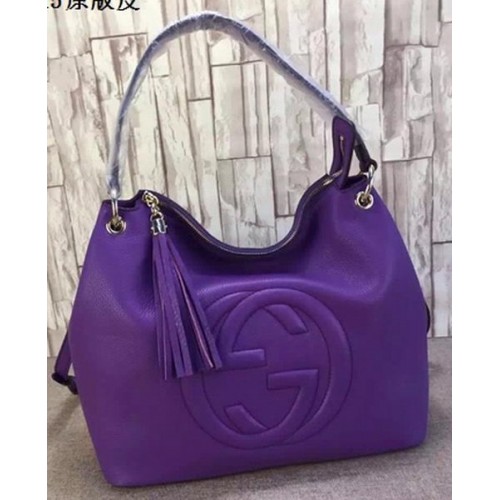 Gucci Soho Bőr Hobo Táska Borjúbőr 408825 Lila