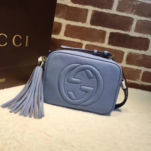 Gucci Soho Metálfényű Bőr Diszkó Táska 308364 Kék