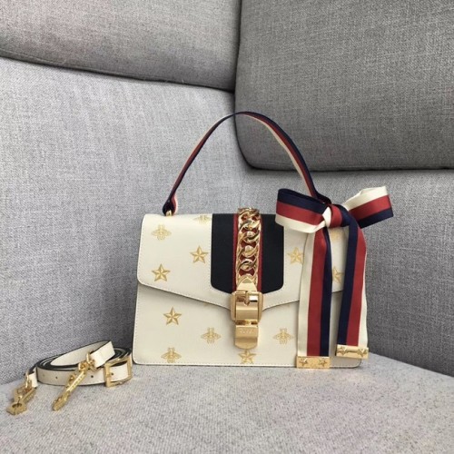 Gucci Sylvie Bee Star kis válltáska A421882 fehér