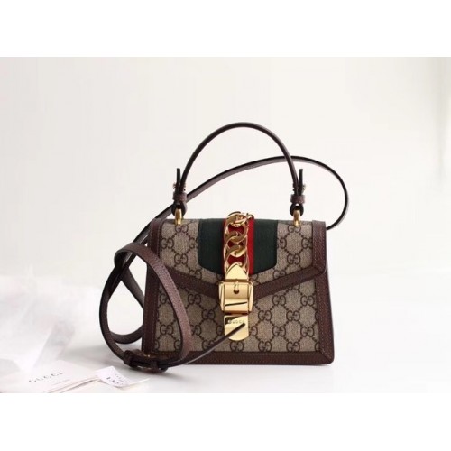 Gucci Sylvie GG Supreme vászon minitáska 470270 barna