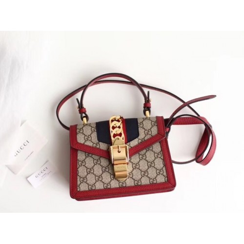 Gucci Sylvie GG Supreme vászon minitáska 470270 piros