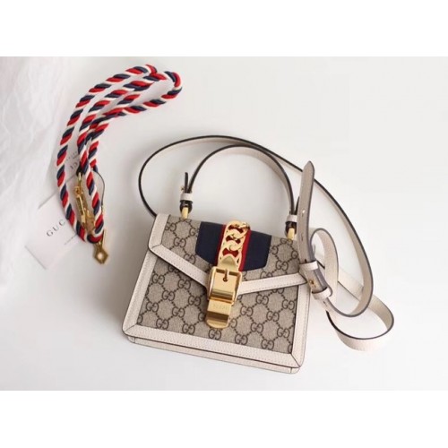 Gucci Sylvie GG Supreme vászon minitáska 470270 fehér