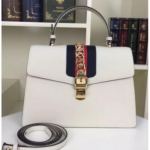 Gucci Sylvie Bőr Válltáska 421665 Fehér