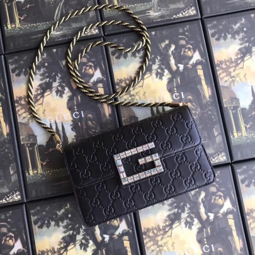 Gucci bőr válltáska négyzet alakú G 544242 fekete