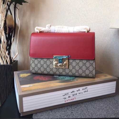 Gucci Lakatos Közepes GG Válltáska 409486A Piros