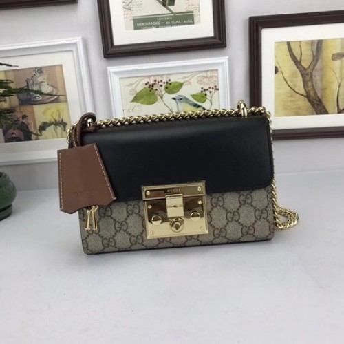 Gucci Lakatos GG Supreme Válltáska 409487 Fekete