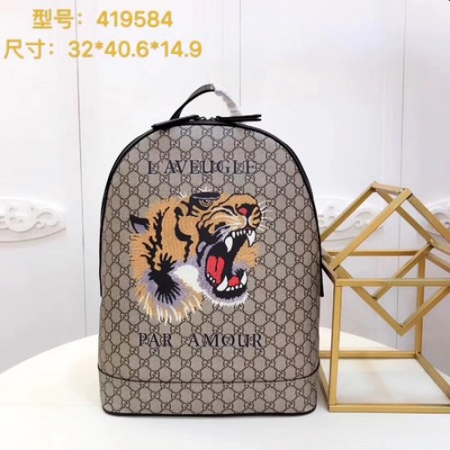 Gucci Angry Cat Print GG Supreme Hátizsák 419584 Barna