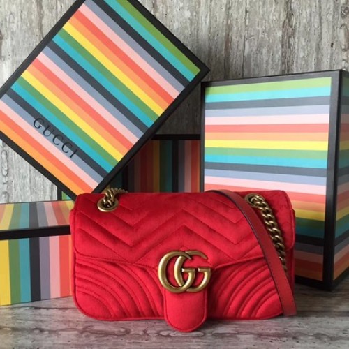 Gucci GG Marmont Kis Chevron Válltáska 443497 Piros