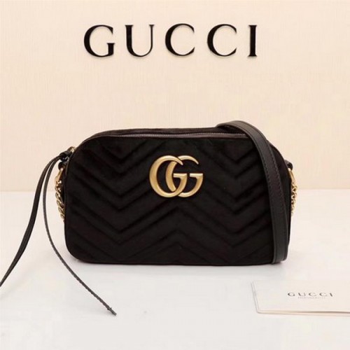 Gucci GG Marmont Matelasse Bársony Válltáska 447632 Fekete