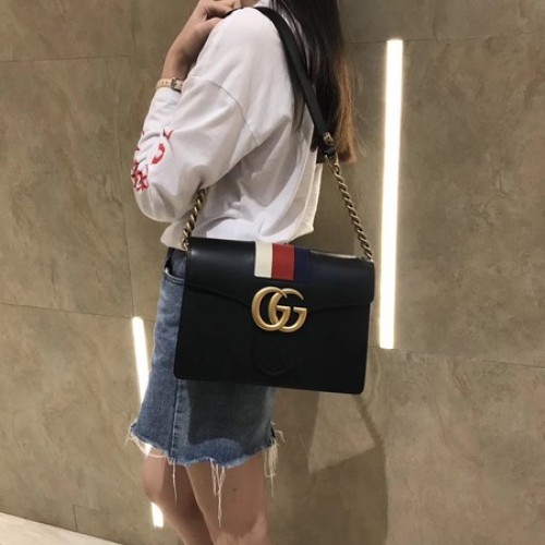 Gucci GG Marmont Bőr Válltáska 476468 Fekete