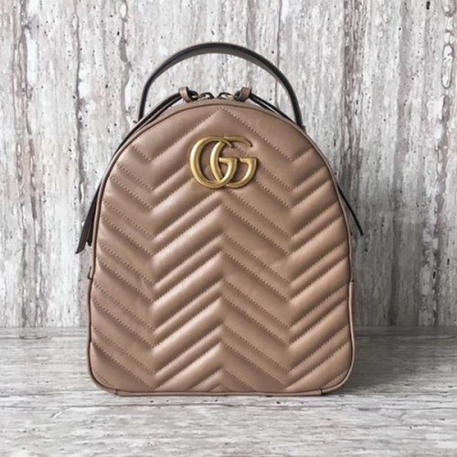 Gucci GG Marmont Steppelt Bőr Hátizsák 476671 Barackszínű