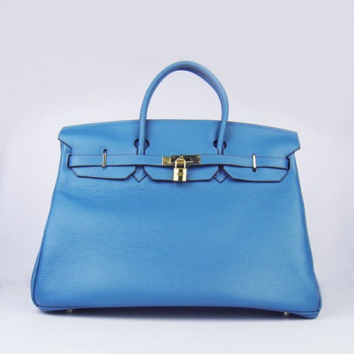 Hermès Birkin 6099 40CM Togo Táska Kék Arany Lakattal