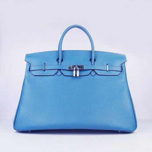 Hermès Birkin 6099 40CM Togo Táska Kék Ezüst Lakattal