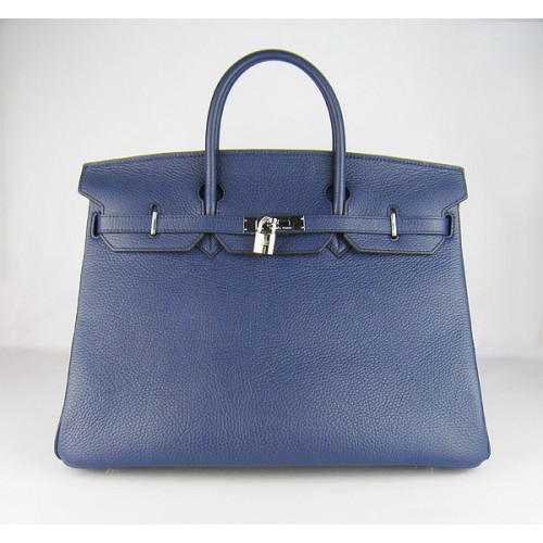 Hermès Birkin 40CM Togo Táska Sötétkék 6099 Ezüst