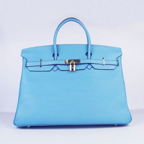Hermès Birkin 40CM Togo Táska Világoskék 6099 Arany