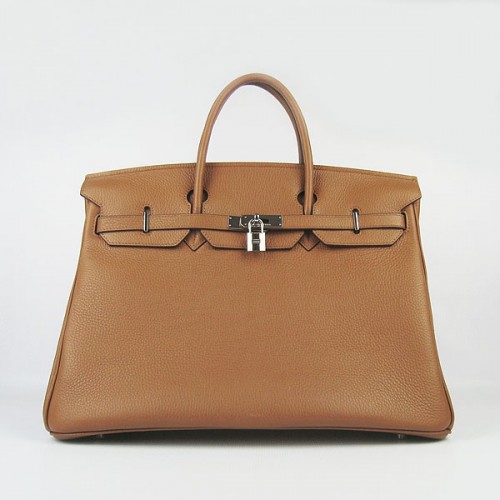 Hermès Birkin 40CM Togo Kézitáska Világos Kávébab 6099 Ezüst