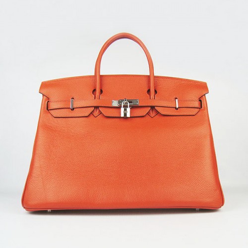 Hermès Birkin 40CM Togo Táska Narancssárga 6099 Ezüst