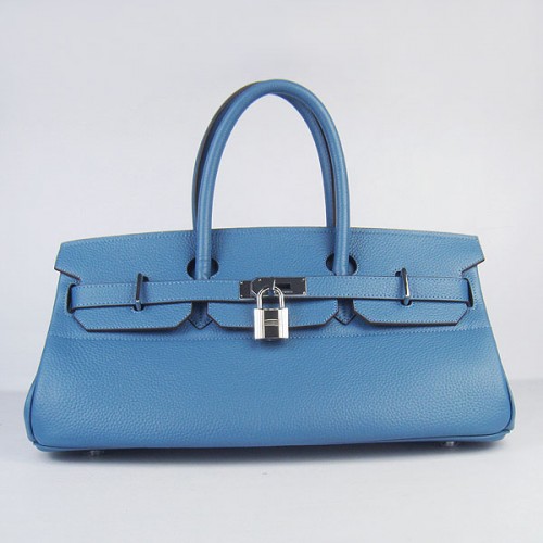 Hermès Birkin 6109 Togo Bőr Táska Kék 42cm Ezüst