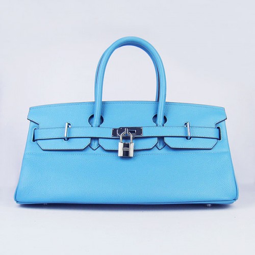 Hermès Birkin 6109 Togo Bőr Táska Világoskék 42cm Ezüst