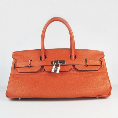 Hermès Birkin 6109 Togo Bőr Táska Narancssárga 42cm Ezüst