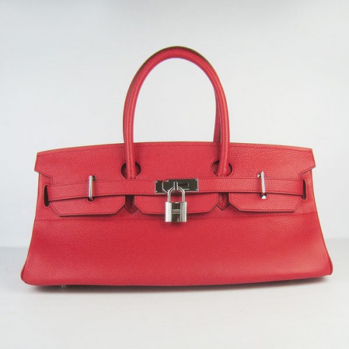 Hermès Birkin 6109 Togo Bőr Táska Piros 42CM Ezüst