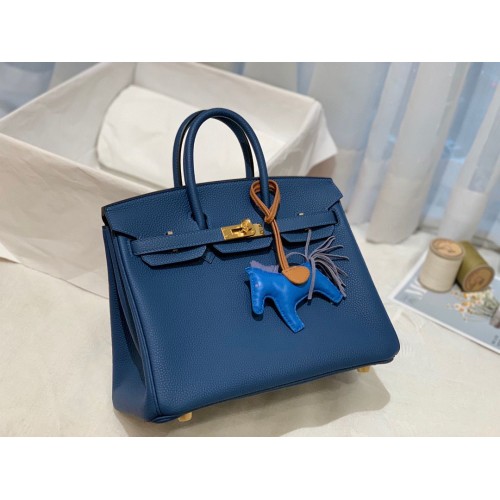 Hermès Birkin 25CM Togo Táska Eredeti Bőr H25E Sötétkék