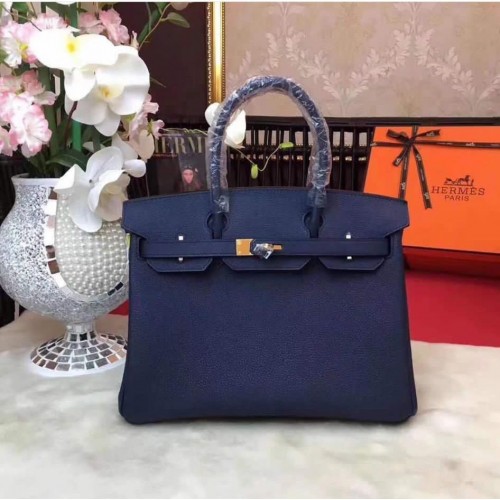 Hermès Birkin 25CM Togo Táska Eredeti Bőr H25E Sötétkék